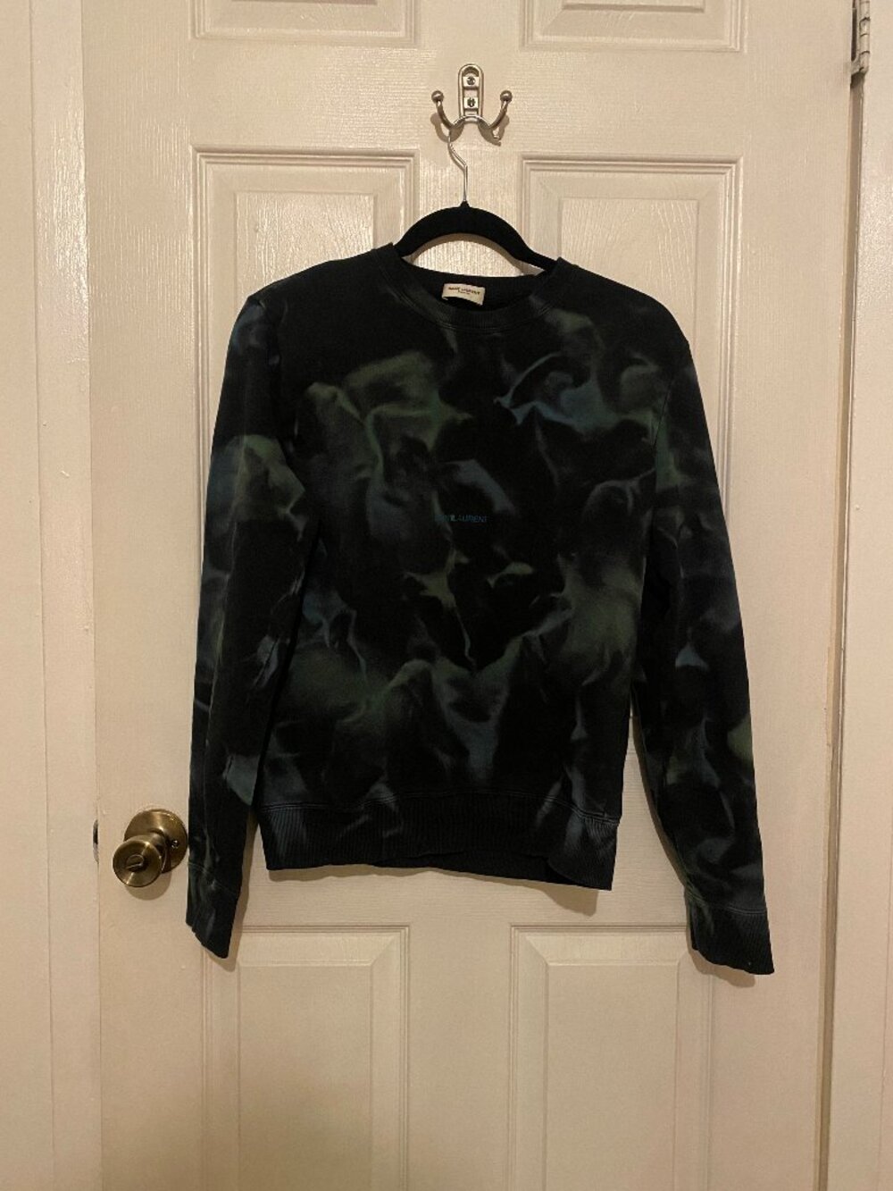 Saint Laurent Tie Dye Crewneck Sweatshirt 'Black/Green'